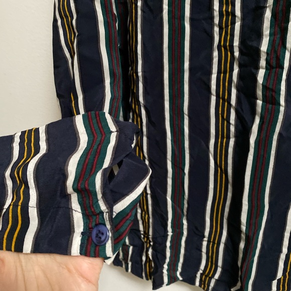 Vintage Striped 100% Silk Blouse - Picture 6 of 7